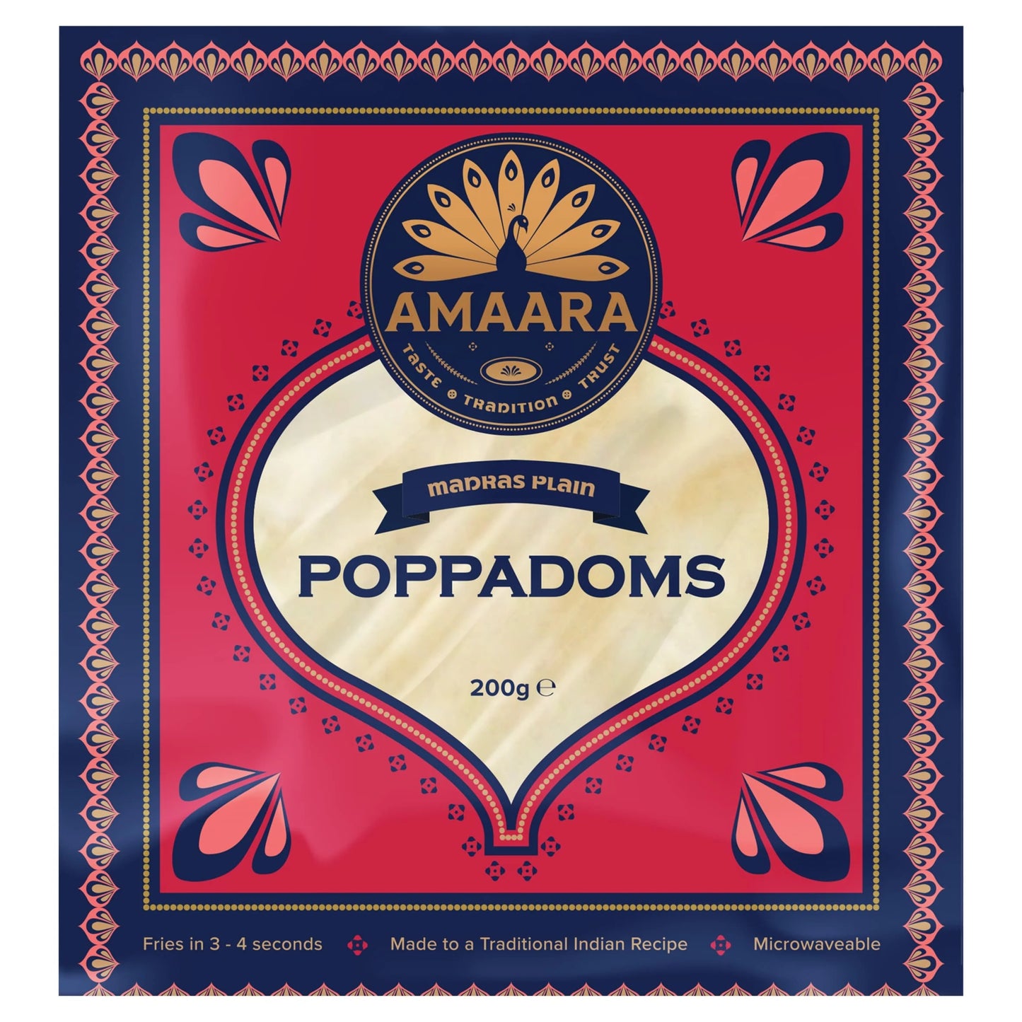 Madras Plain Poppadoms 200g by AMAARA