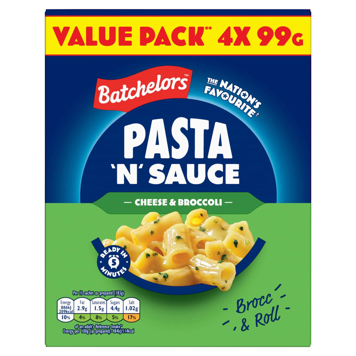 Pasta 'n' Sauce Cheese & Broccoli Pasta 4 X 99g by BATCHELORS