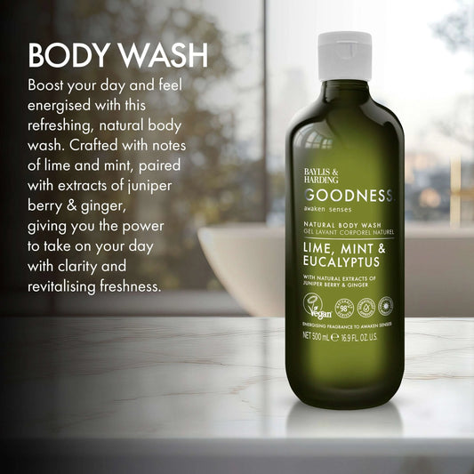 Goodness Awaken Lime, Mint & Eucalyptus Body Wash by BAYLIS & HARDING