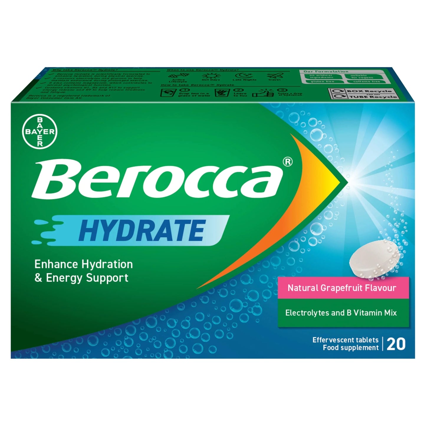 Hydrate Natural Grapefruit Effervescent Tablets 20 by BEROCCA