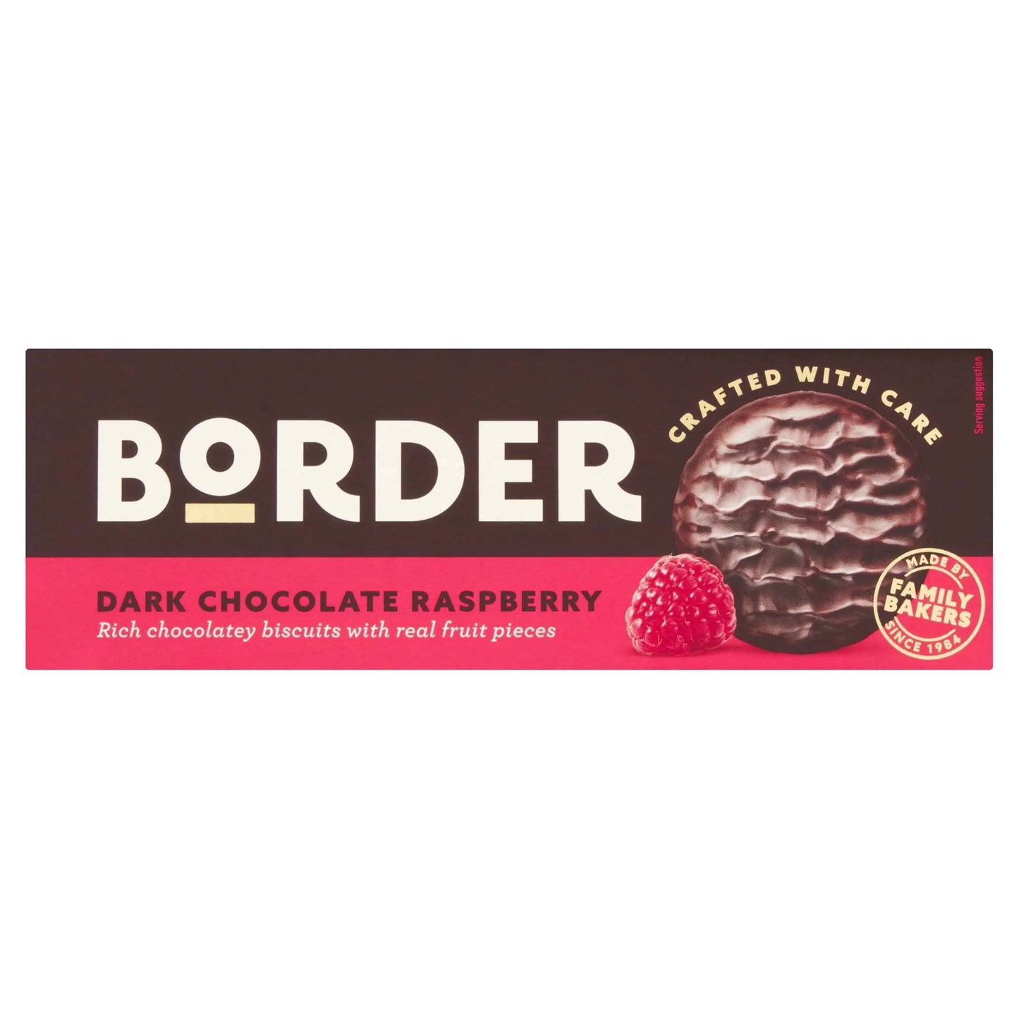 Dark Chocolate Raspberry Biscuits 150g by BORDER