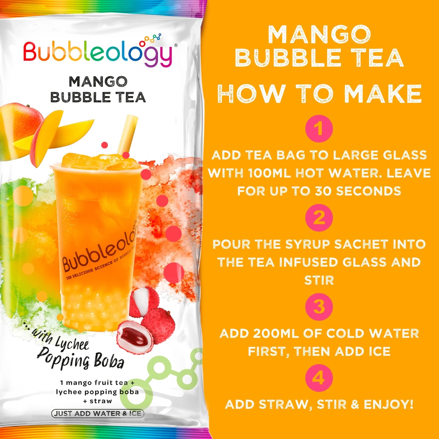 Mango Bubble Tea With Lychee by Bubbleology