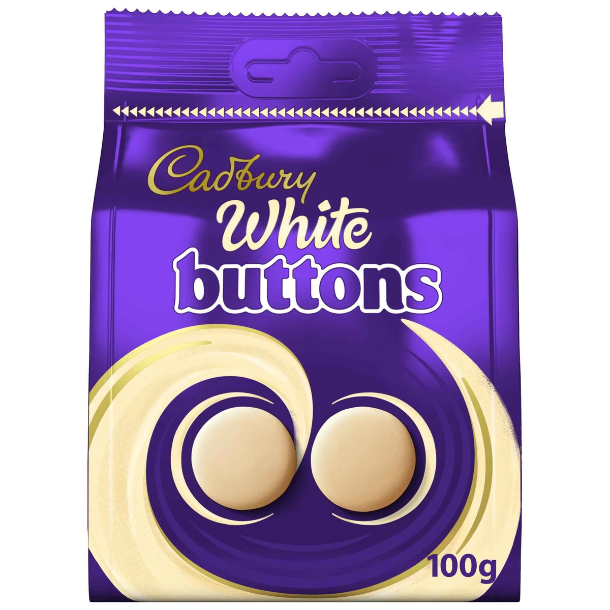 White Chocolate Buttons Bag 100g by Cadbury
