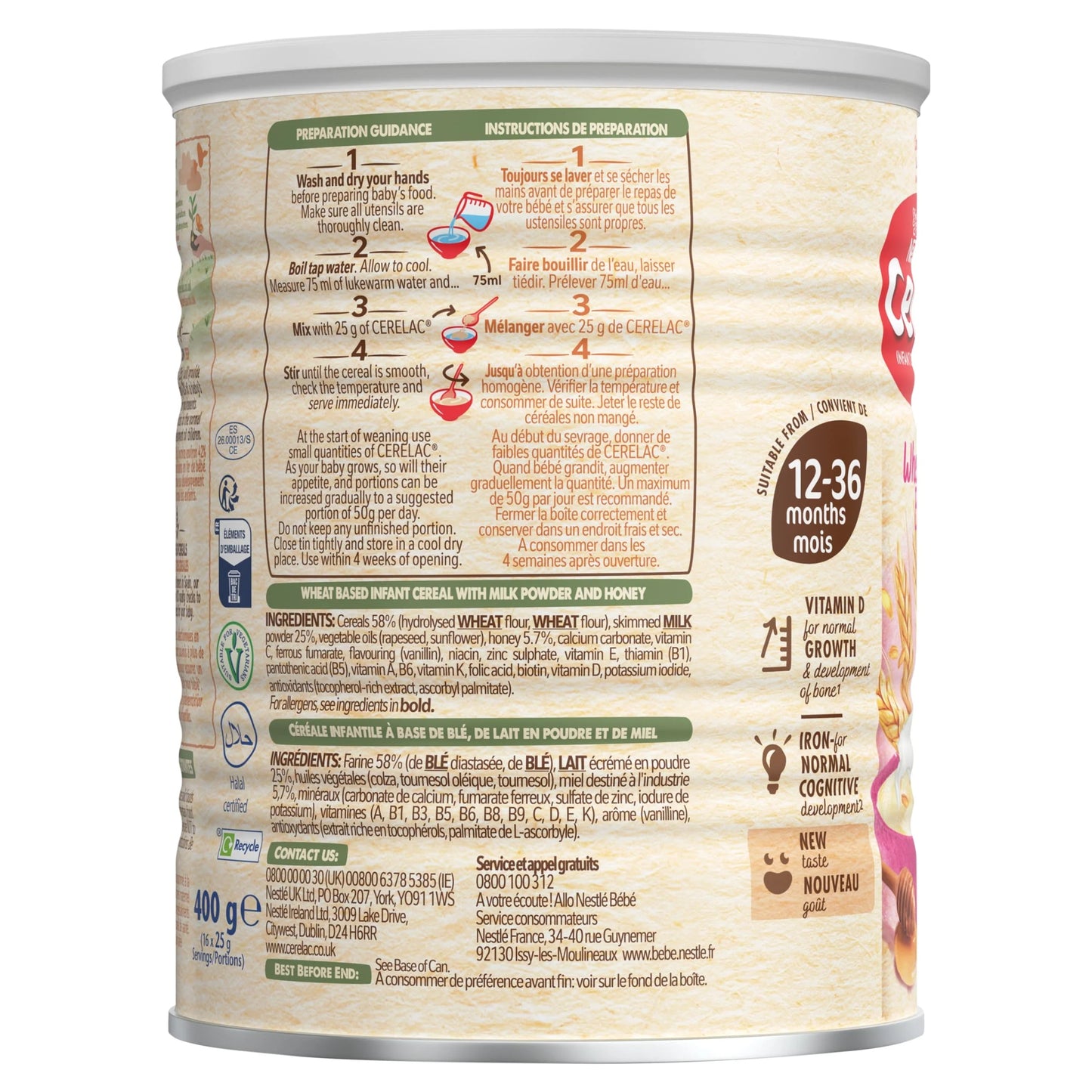 Honey & Wheat Baby Food 12mths 400g by CERELAC