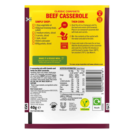 Colman's Beef Casserole Recipe Mix 40g by COLMANS