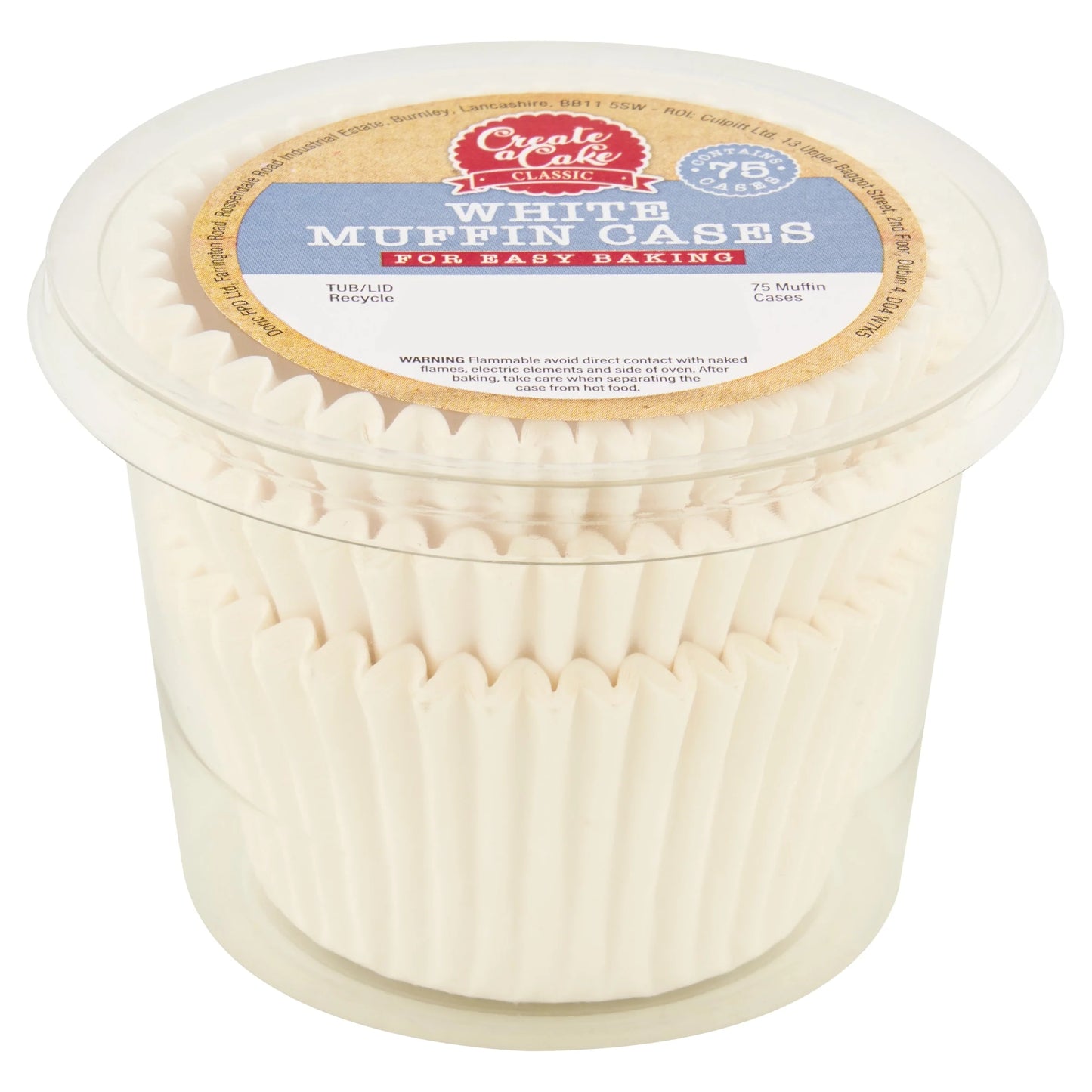 White Muffin Cases 75 by CREATE A CAKE