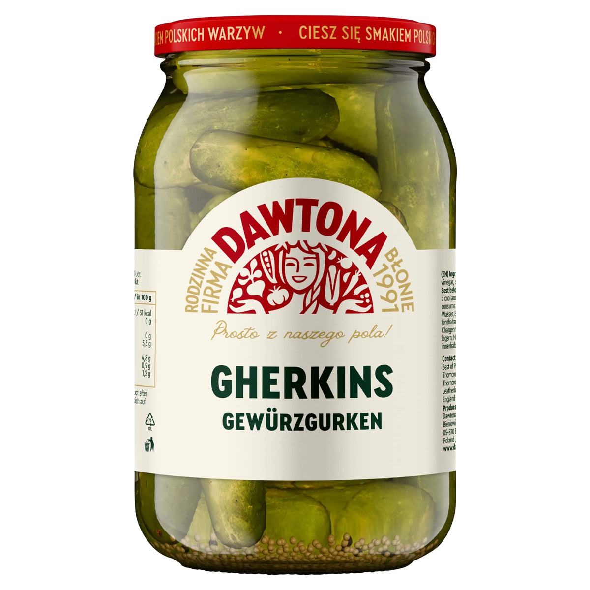 Pickled Gherkins 900g by DAWTONA