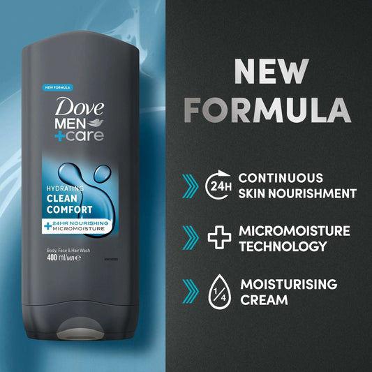 Men+Care Clean Comfort 3-in-1 Body Face Hair Wash Shower Gel by Dove