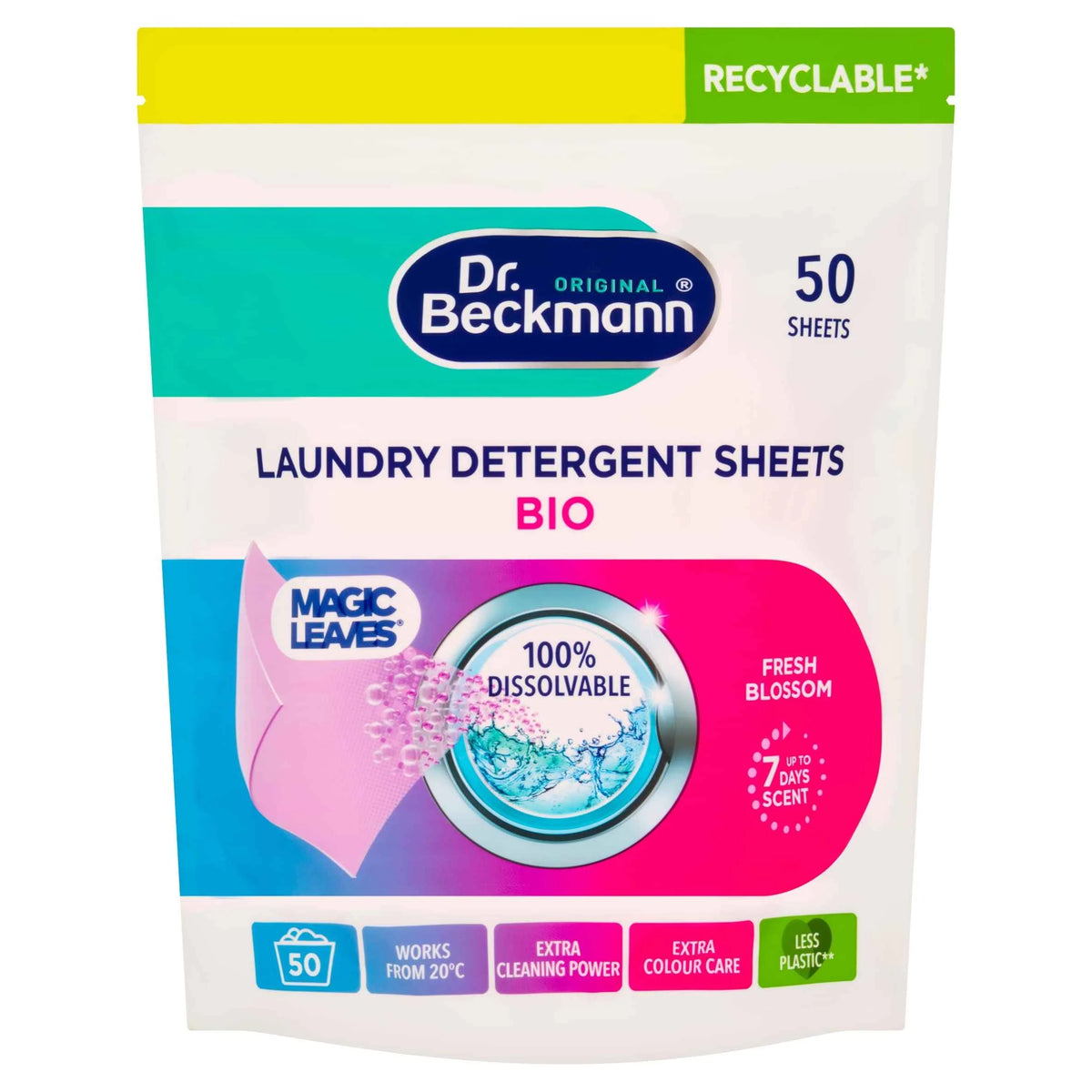 Dr Beckmann Laundry Detergent Sheets Bio 50 by Dr. Beckmann