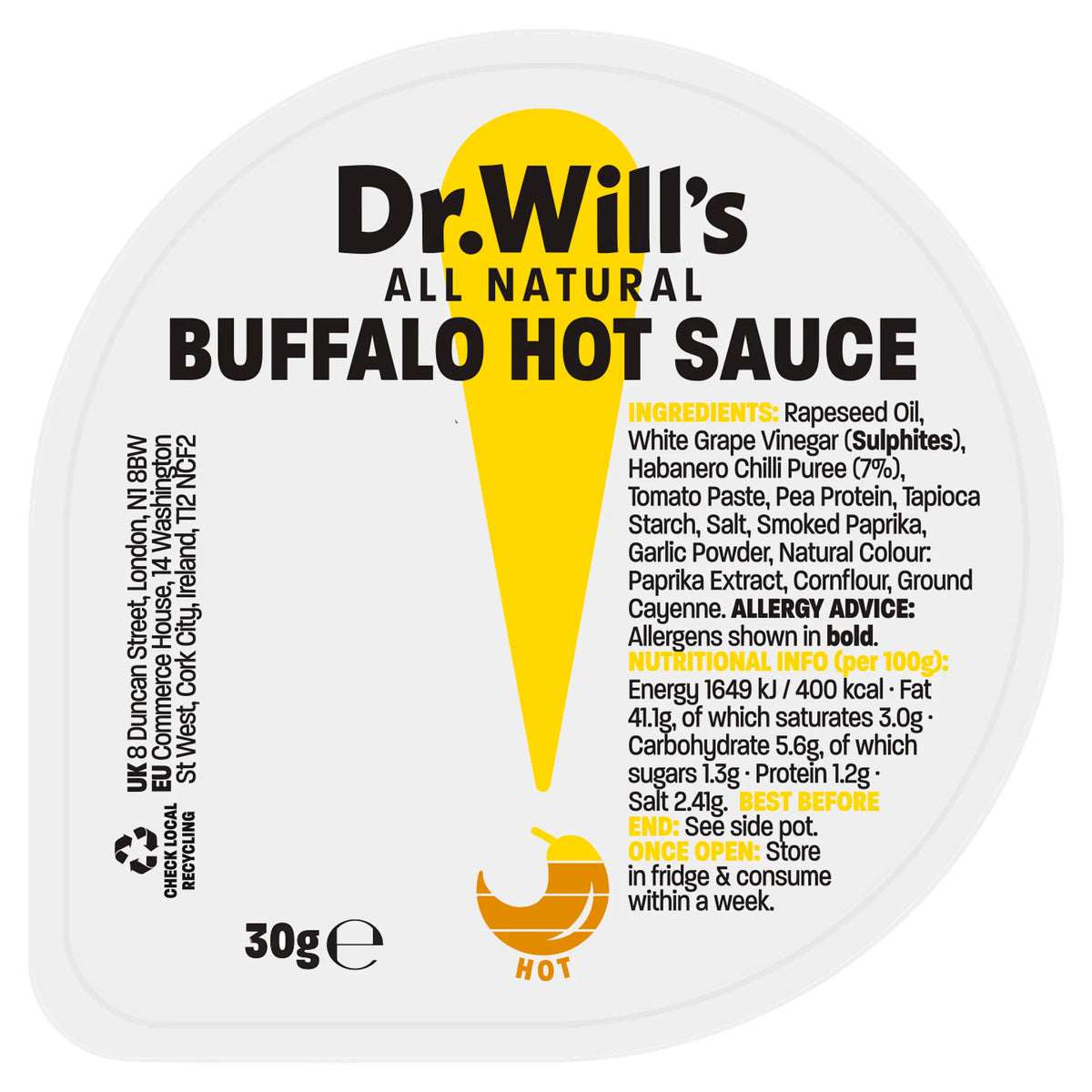 Buffalo Hot Sauce 30g by Dr. Will's at The British Vault