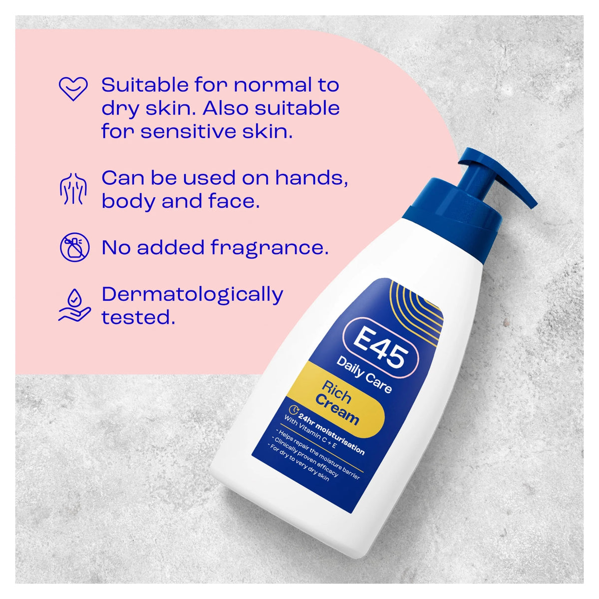 Rich 24 Hour Cream Dry Skin 400ml by E45