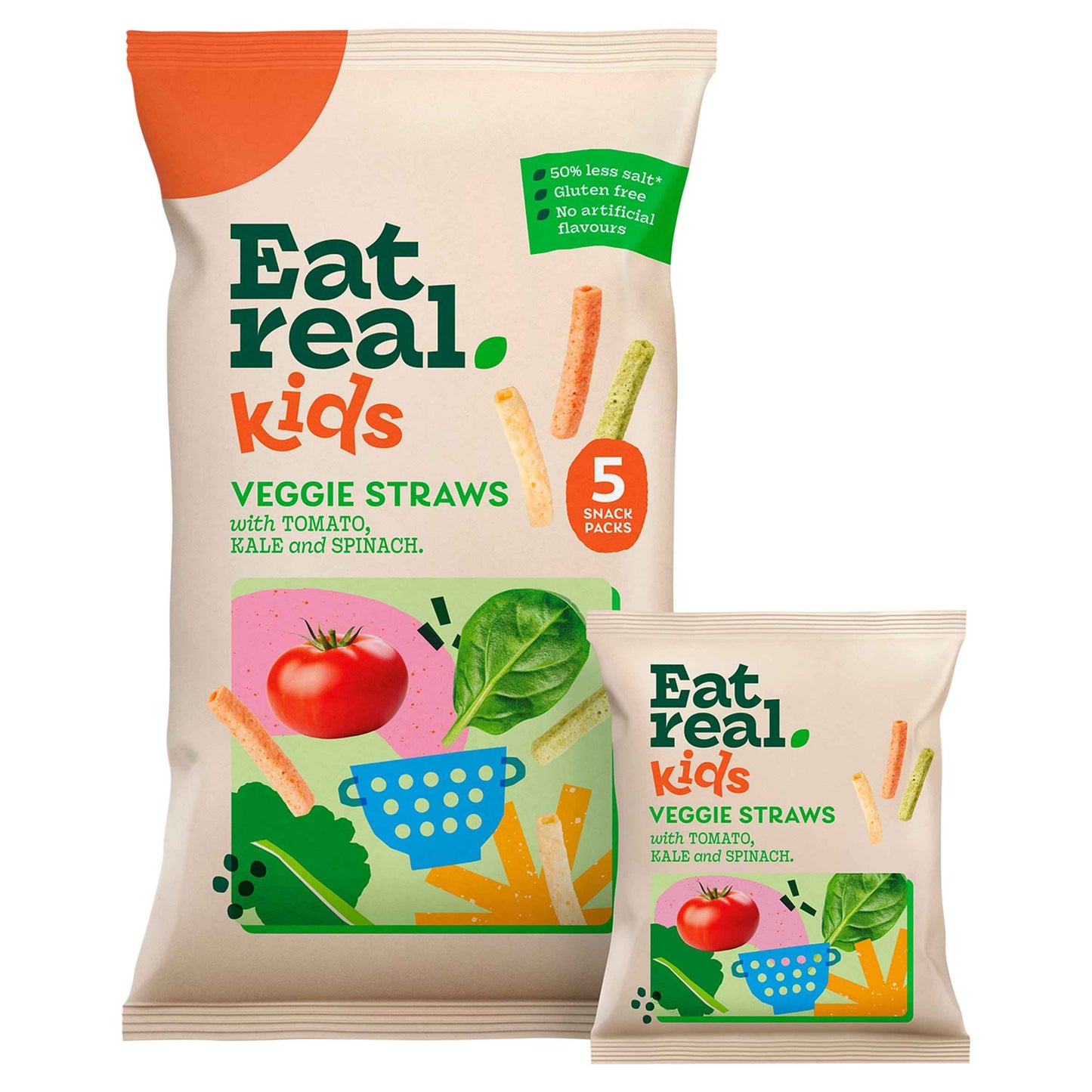 Kids Multipack Veggie Straws Tomato Kale & Spinach 5 X 16g by EAT REAL