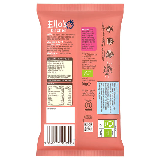 Organic Peach & Banana Melty Sticks 16g by Ella's kitchen