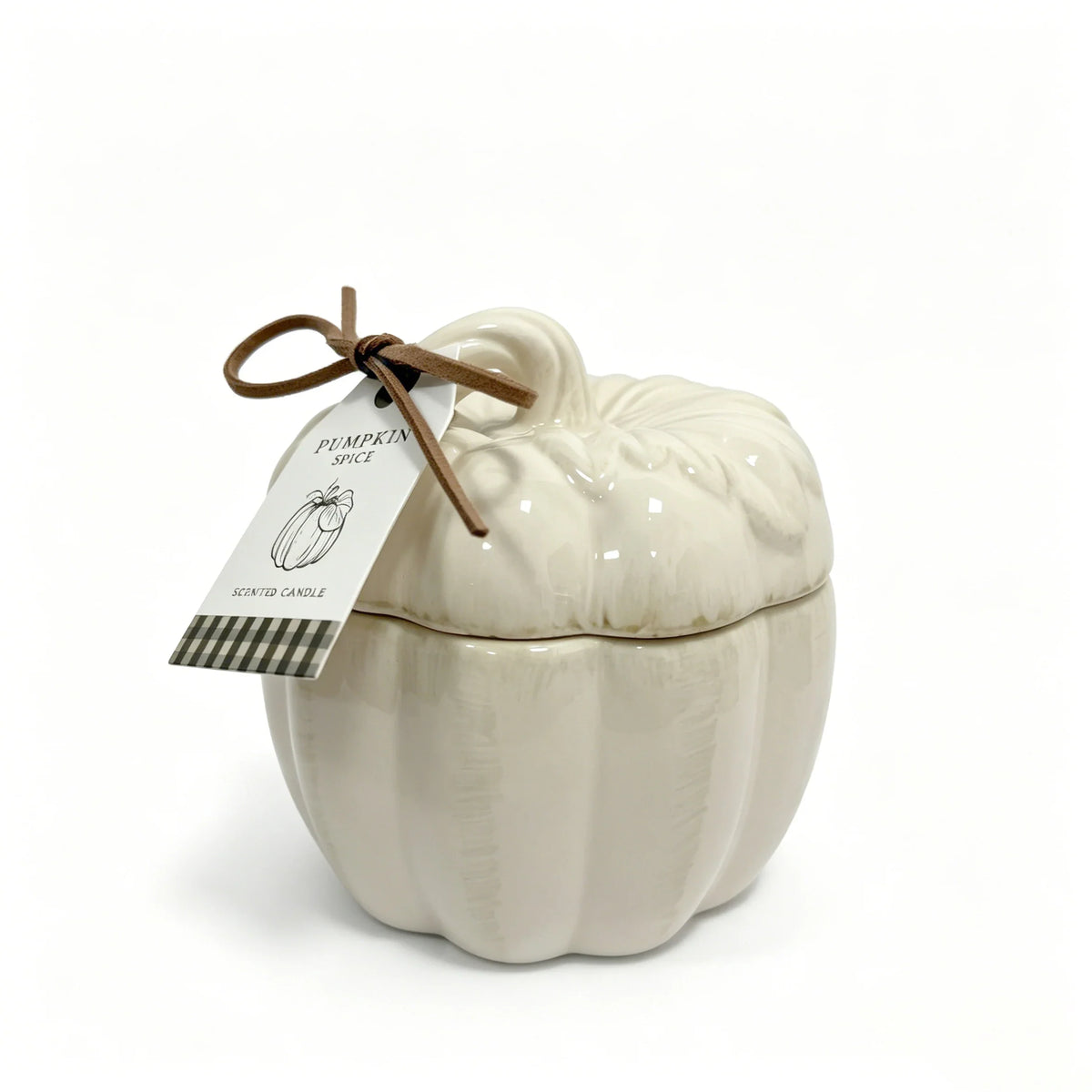 Autumn Cream Ceramic Pumpkin Candle by F&F HOME at The British Vault
