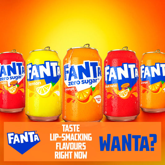 Fanta Zero Orange Soft Drink Cans 8 X 330 Ml by Coca-Cola