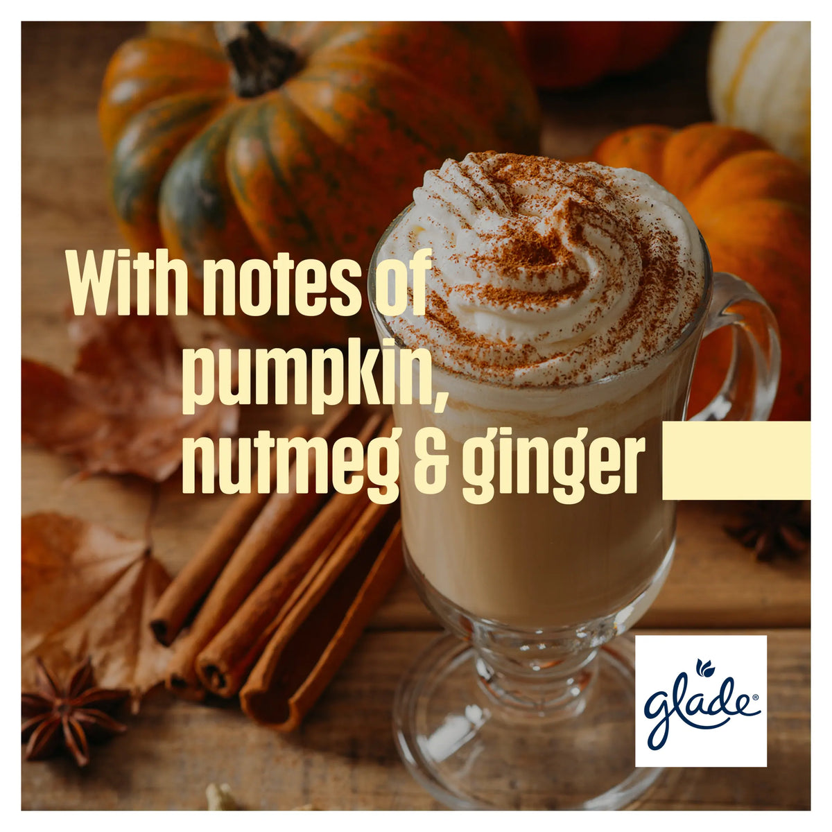 Pumpkin Spice Latte Candle 108g by glade at The British Vault