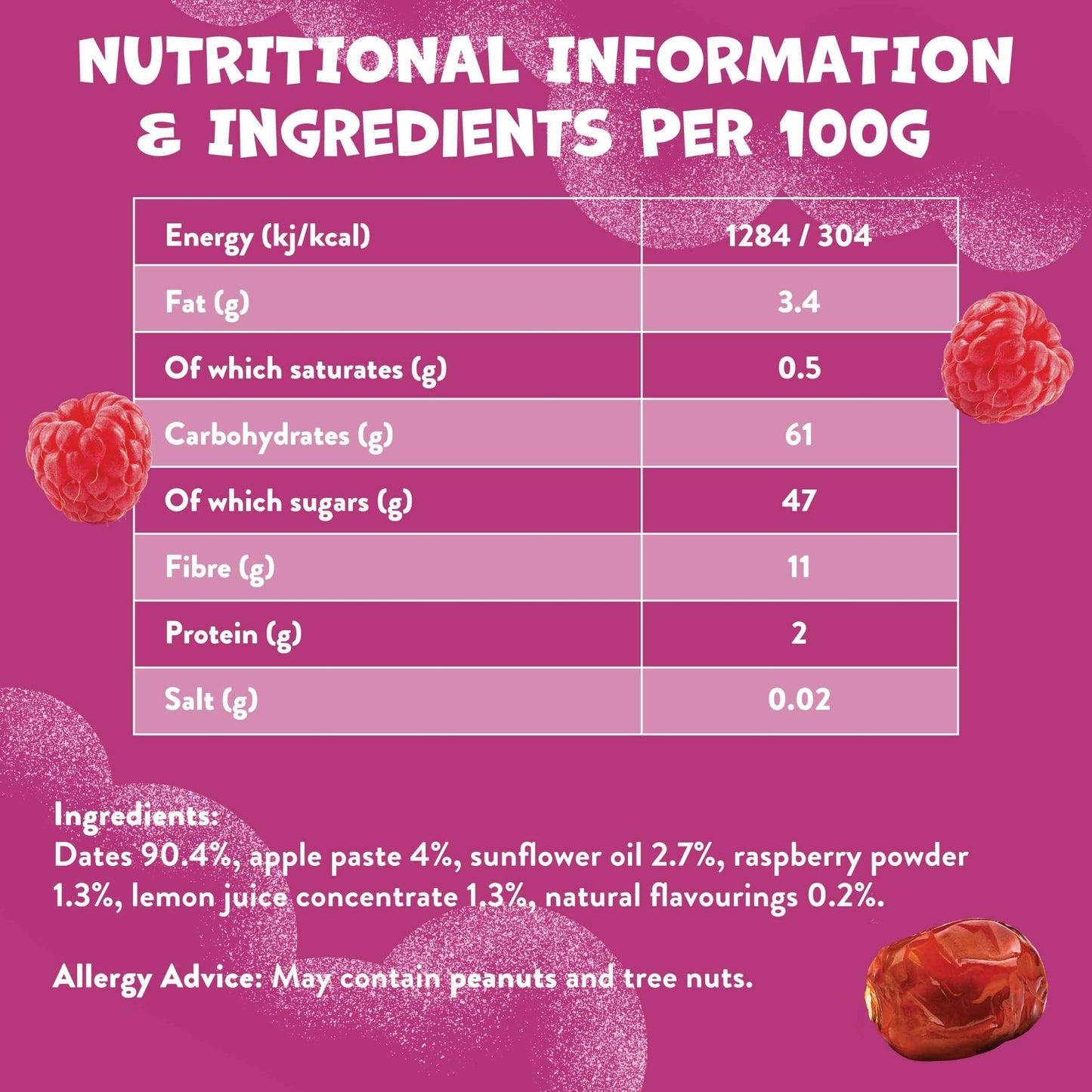 Raspberry & Date Fruit Bars 5x20g by Goodies