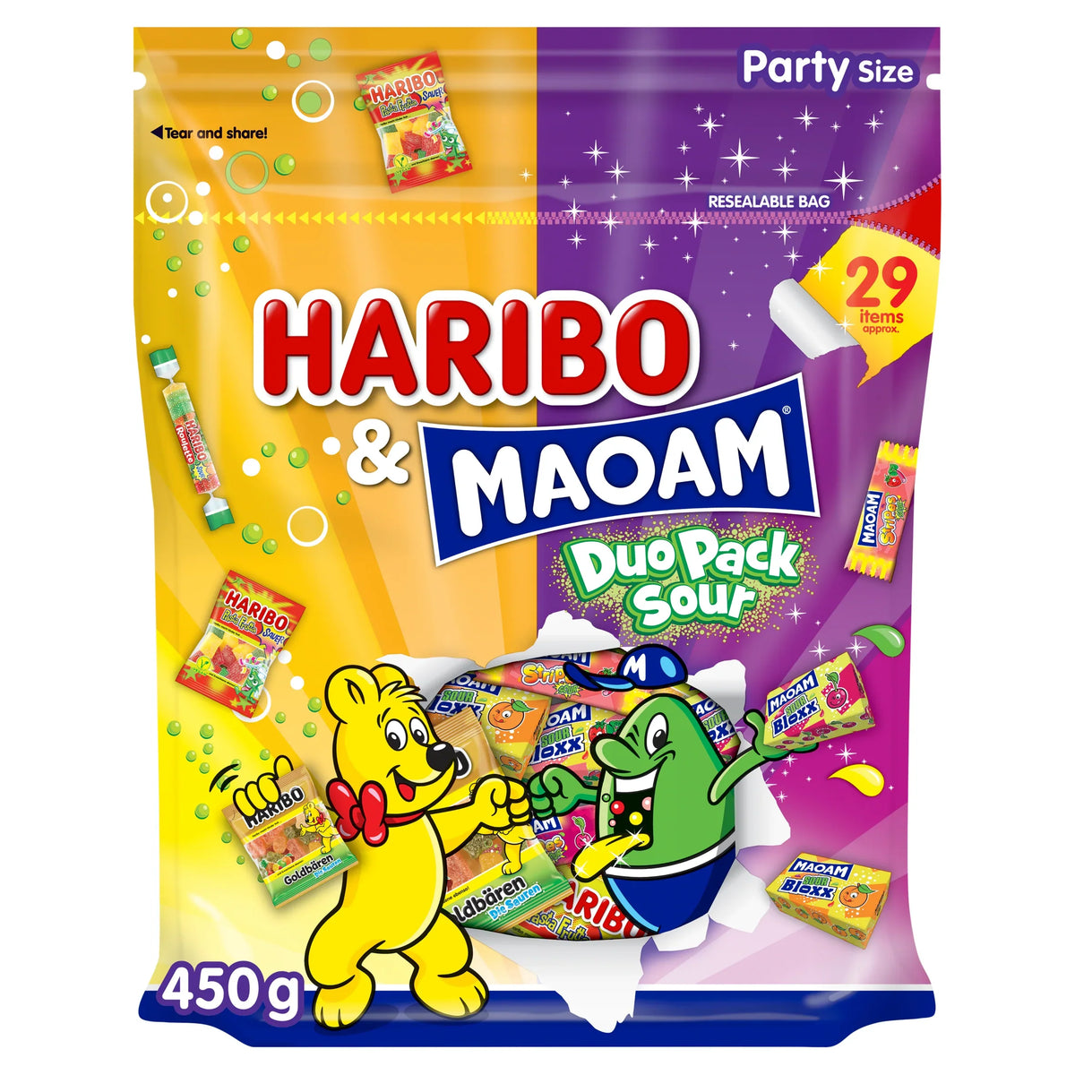 & Maoam Sour Duo Pack 450g by HARIBO at The British Vault