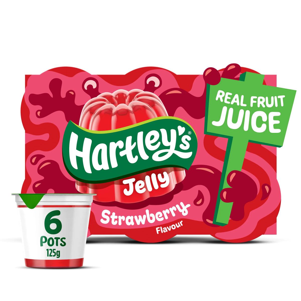 M/pack Rte Strawberry Jelly 6 X 125g by HARTLEYS at The British Vault