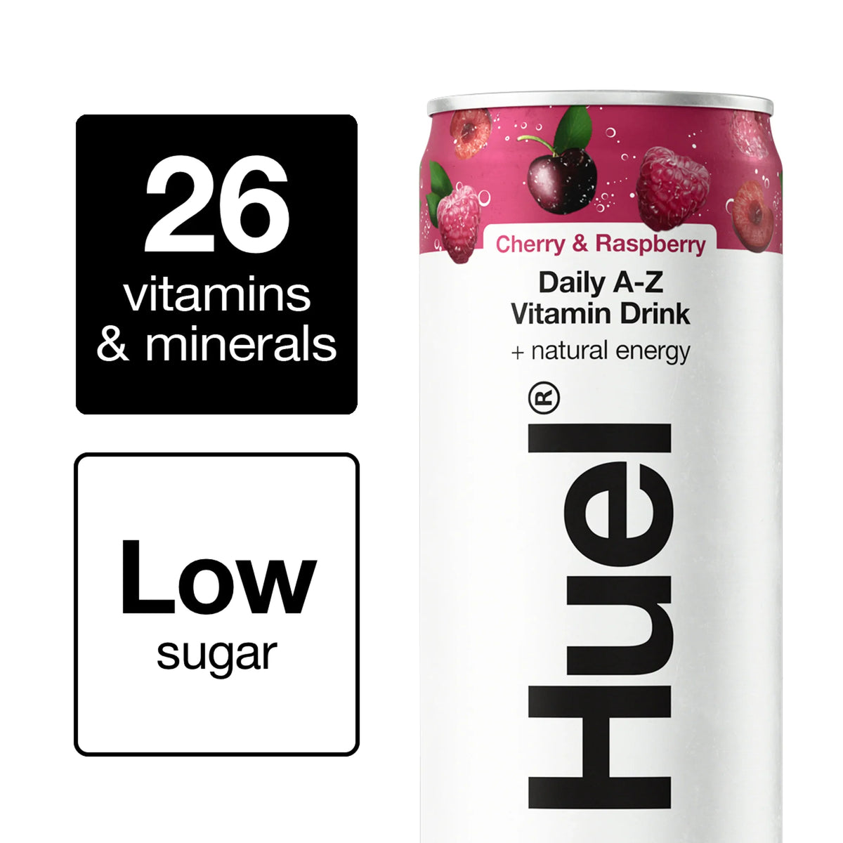 Daily A-z Cherry & Raspberry Sparkling by Huel at The British Vault