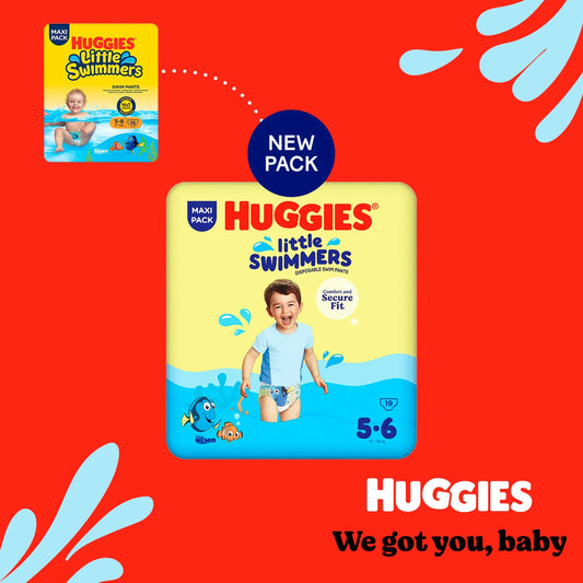 Little Swimmers Size 5-6 Disposable Nappies X19 by HUGGIES