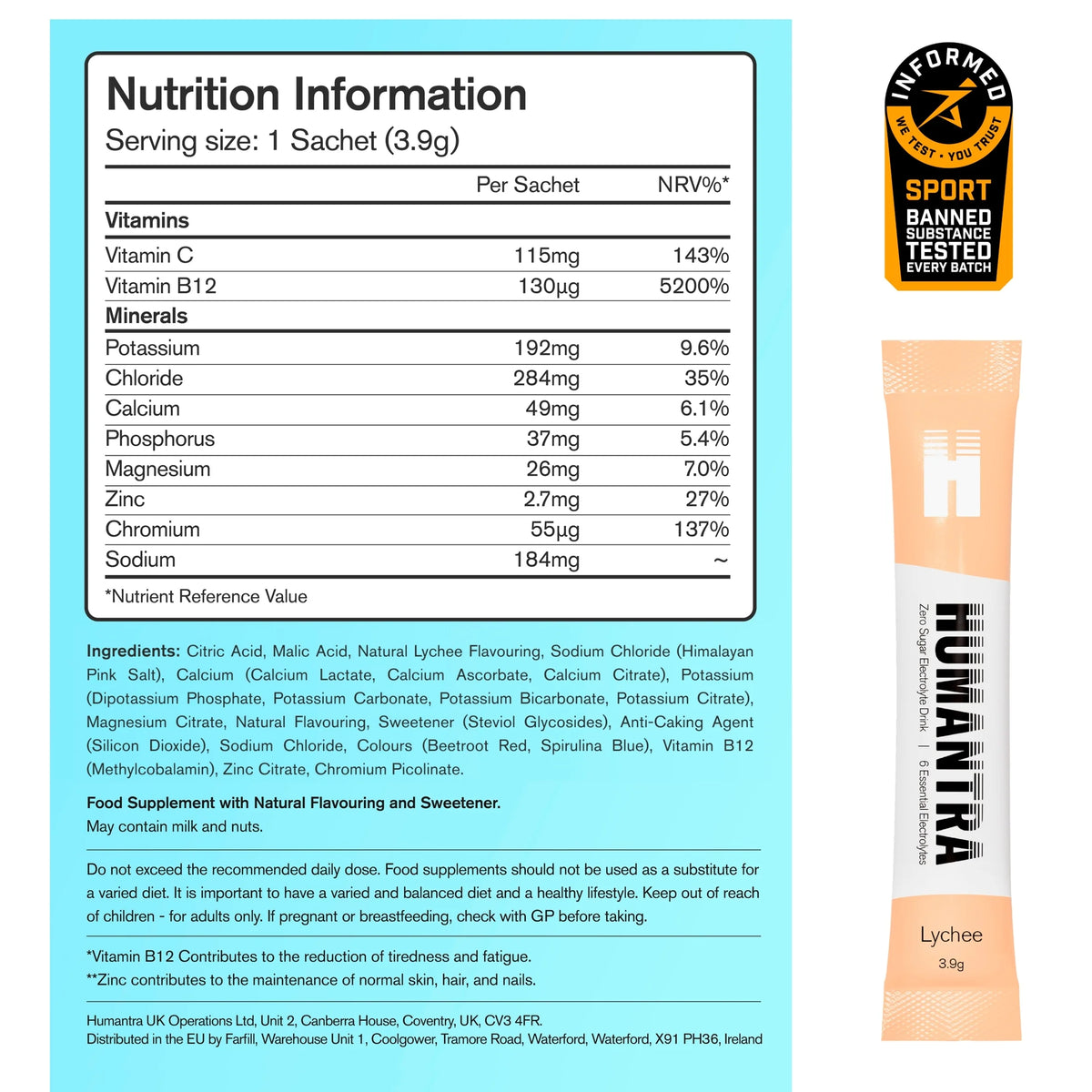 Lychee Zero Sugar Electrolyte Drink by HUMANTRA