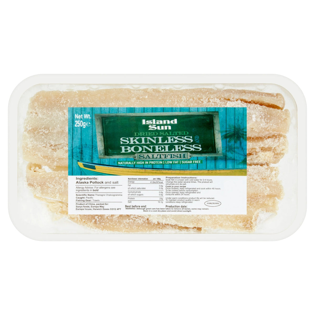 Dried Salted Skinless & Boneless Saltfish 250g by ISLAND SUN