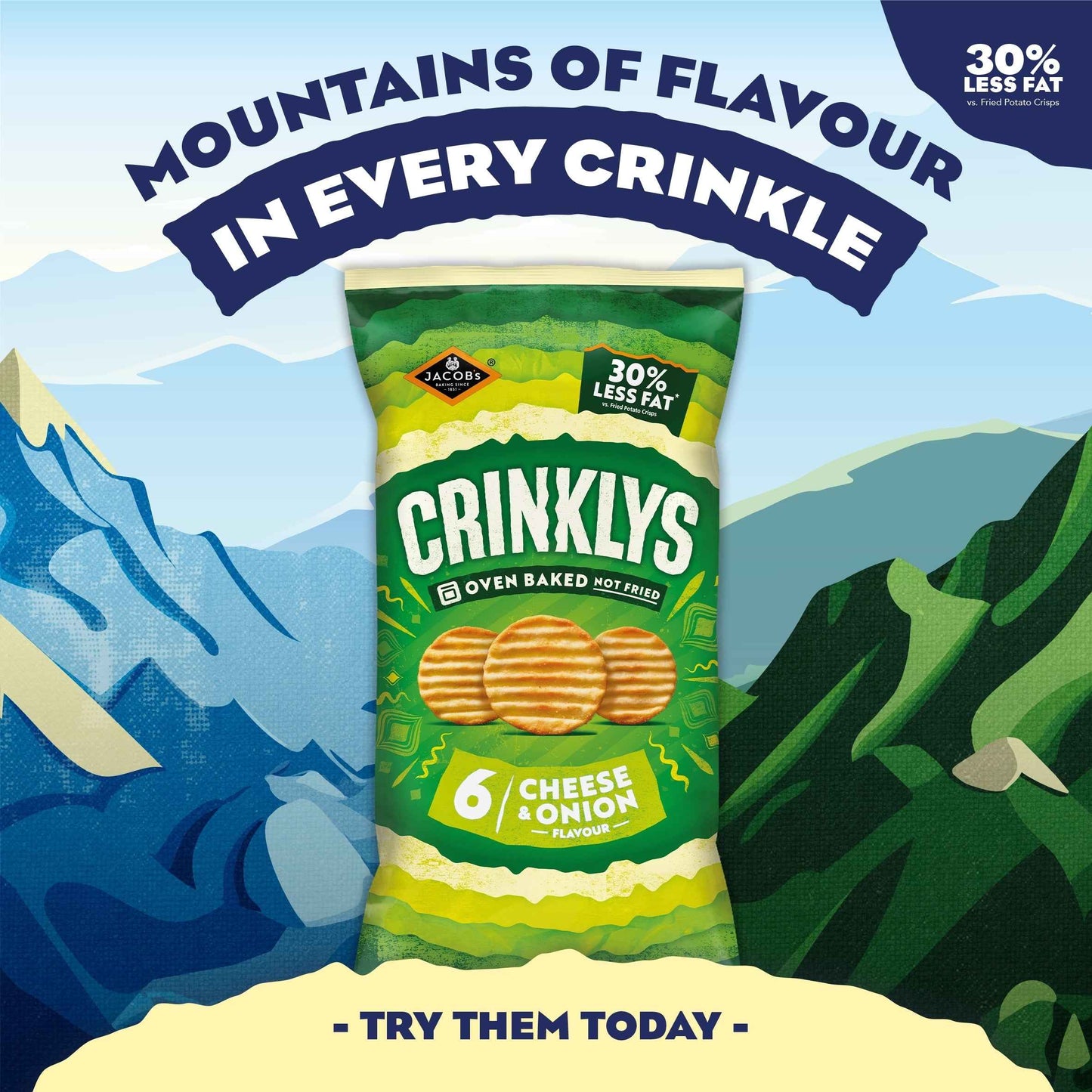 Crinklys Cheese & Onion 30% Less Fat by JACOB'S