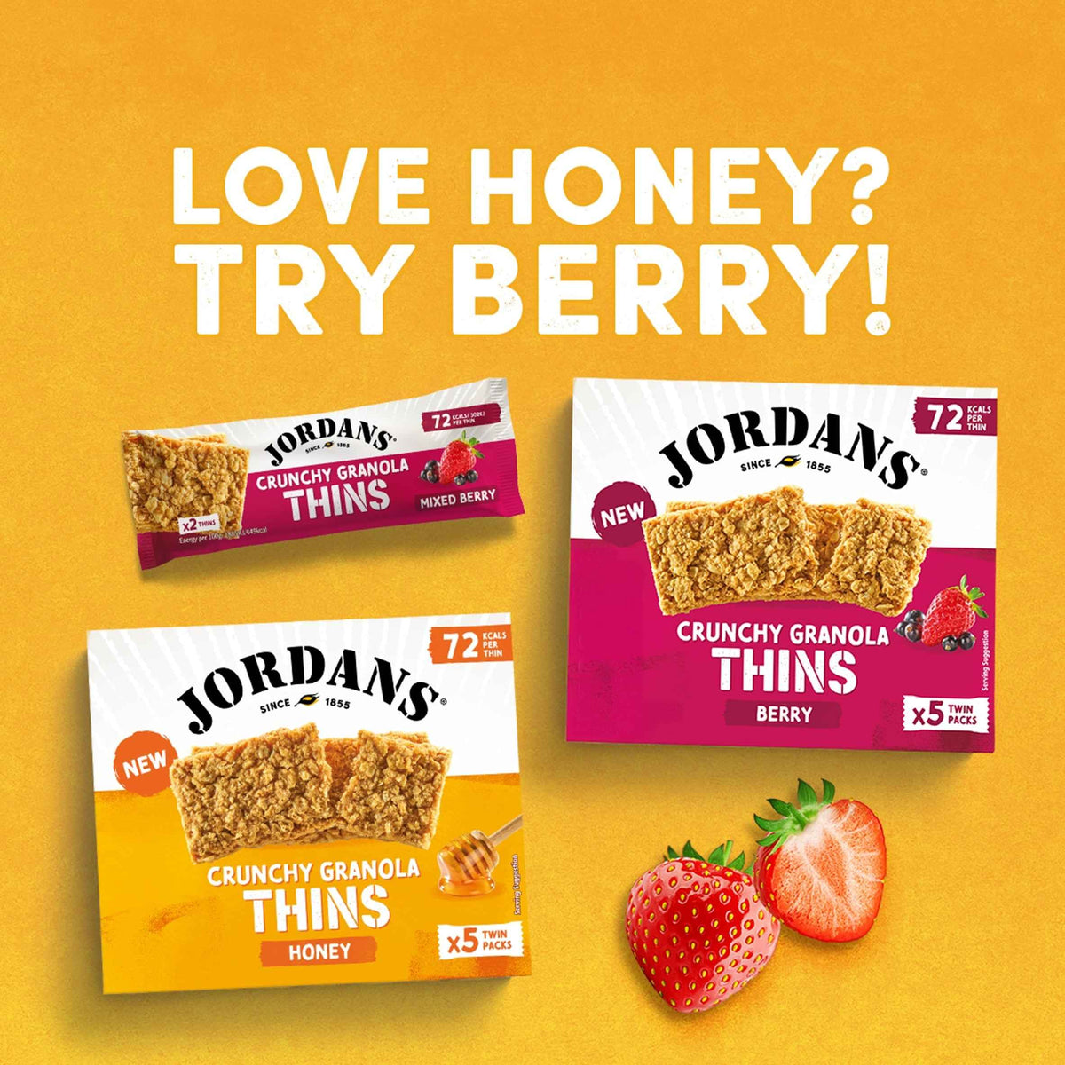 Crunchy Granola Thins Honey 5 X 32g by JORDANS