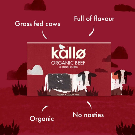 Organic Beef Stock Cubes 8 Pack 88g by kallo