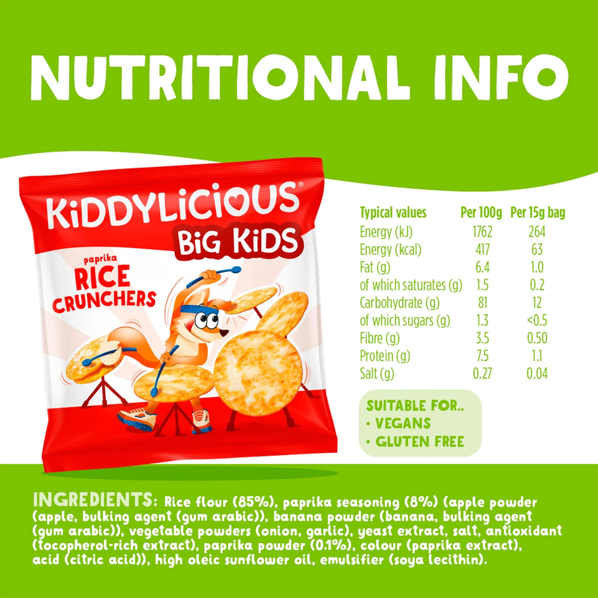 Big Kids Paprika Rice Crunchers 4x15g by KIDDYLICIOUS
