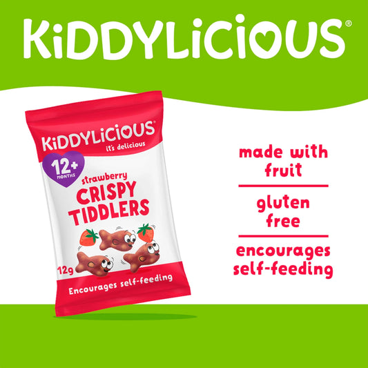 Strawberry Crispy Tiddlers 4x12g by KIDDYLICIOUS