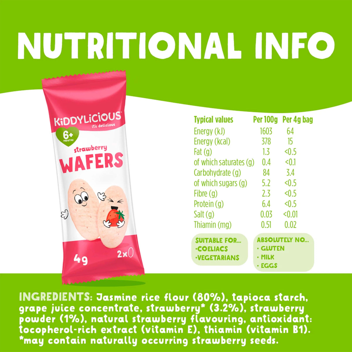 Strawberry Wafers 4 X 4g by KIDDYLICIOUS