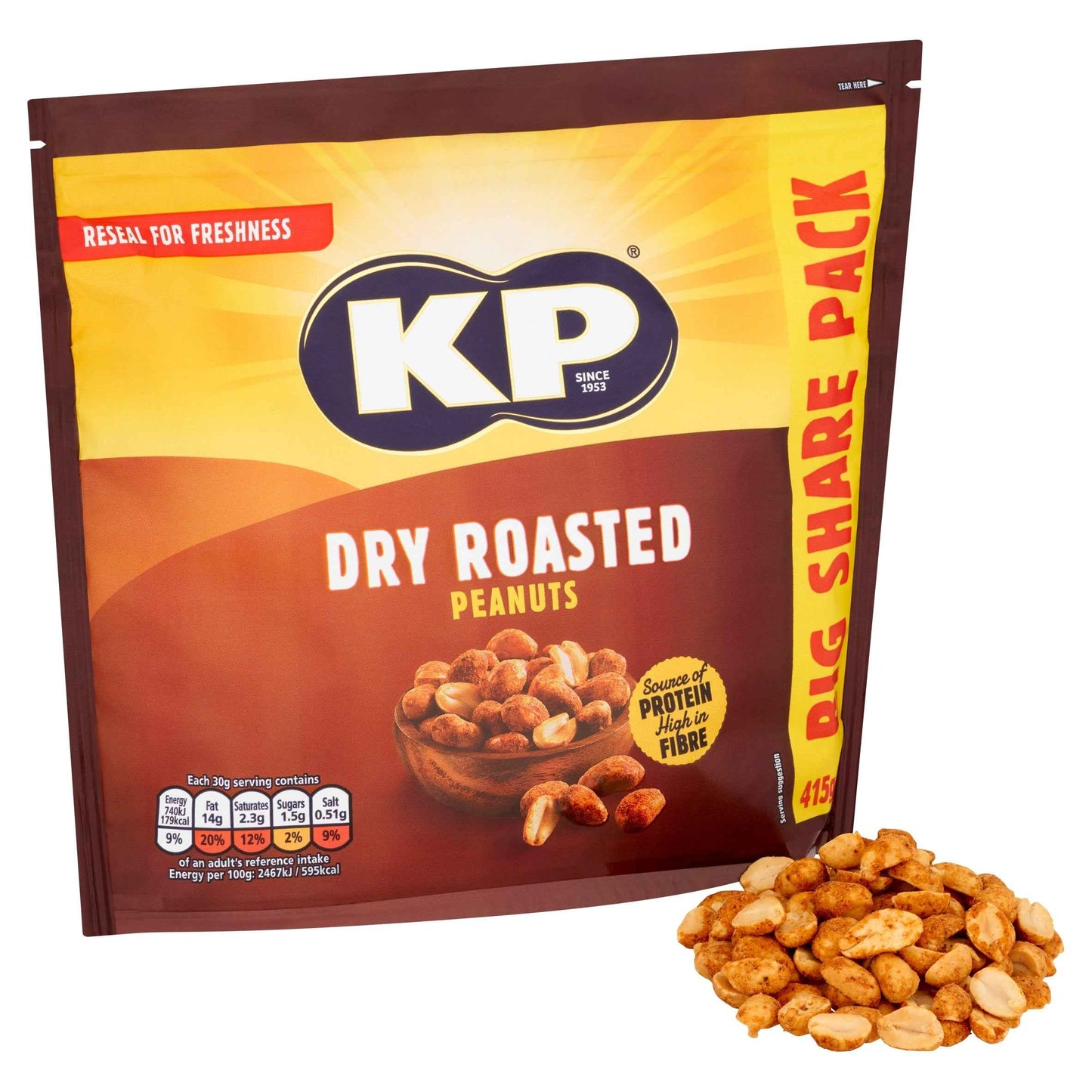 Dry Roasted Peanuts 415g by KP
