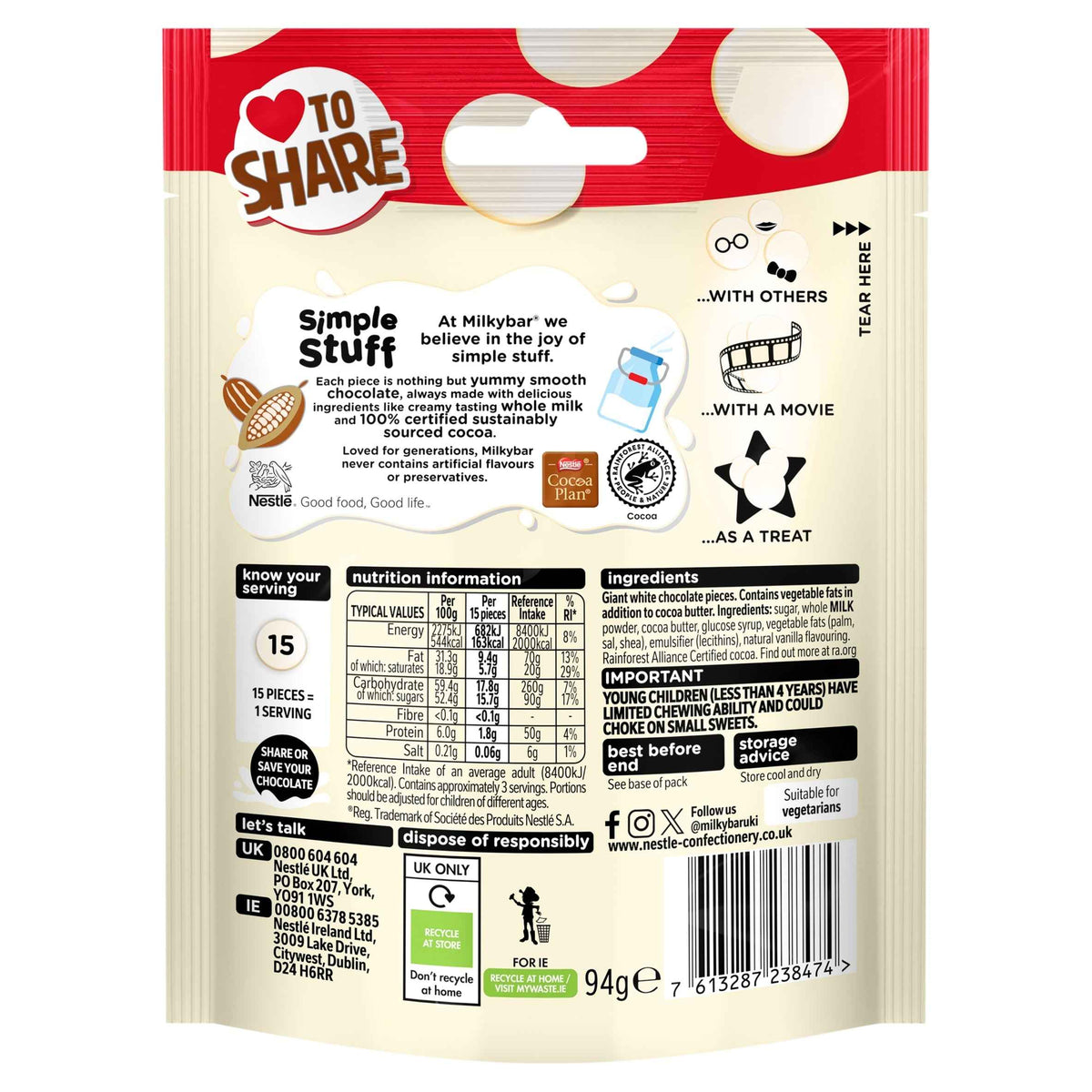 White Chocolate Giant Buttons by MILKYBAR