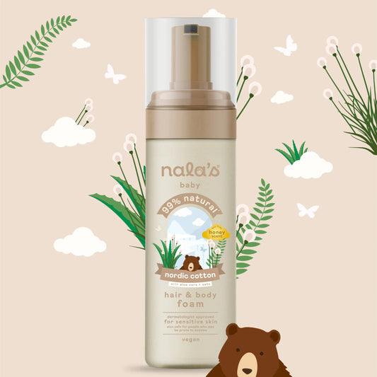 Baby Hair & Body Foam Nordic Cotton by nala's at The British Vault