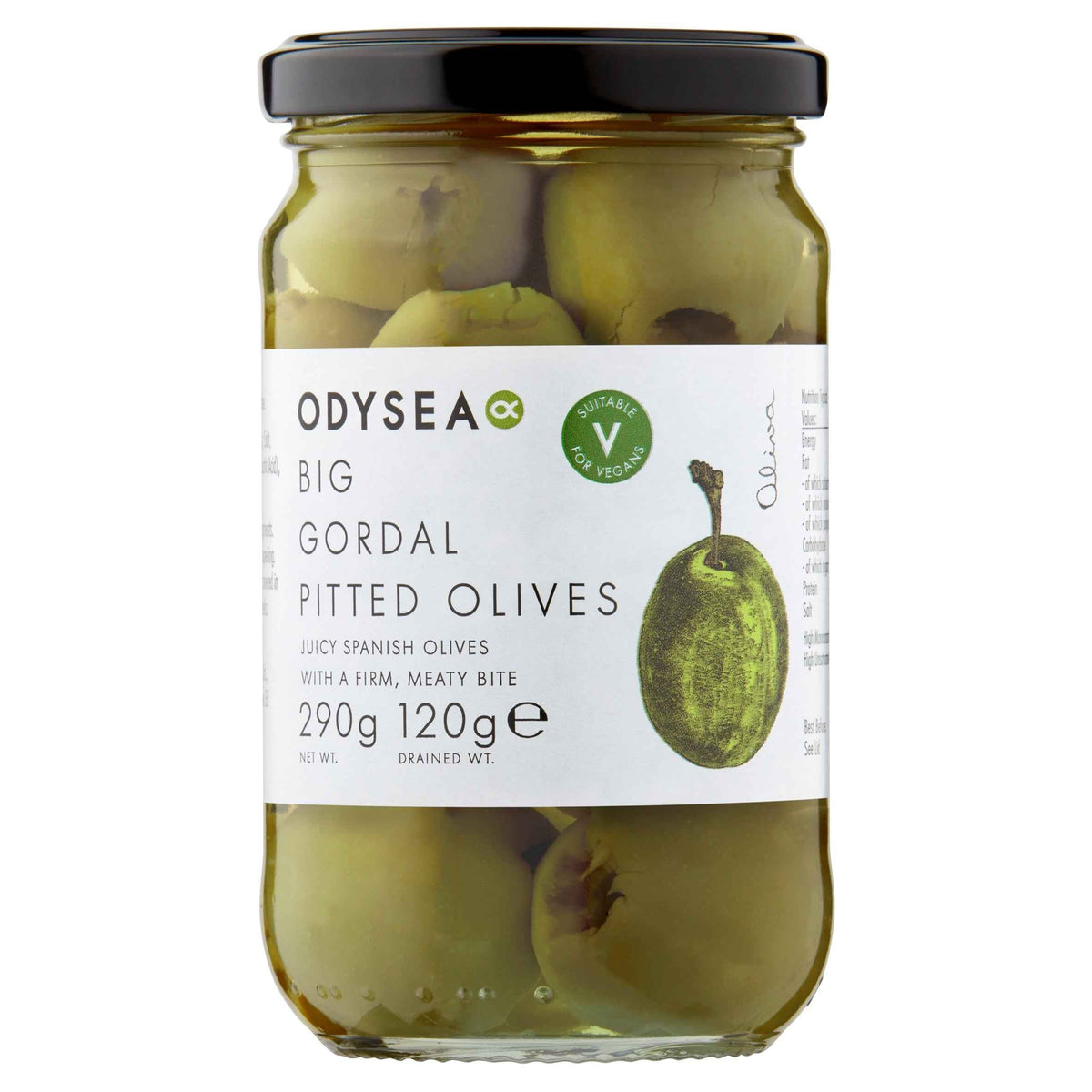 Big Gordal Pitted Olives 290g by ODYSEA