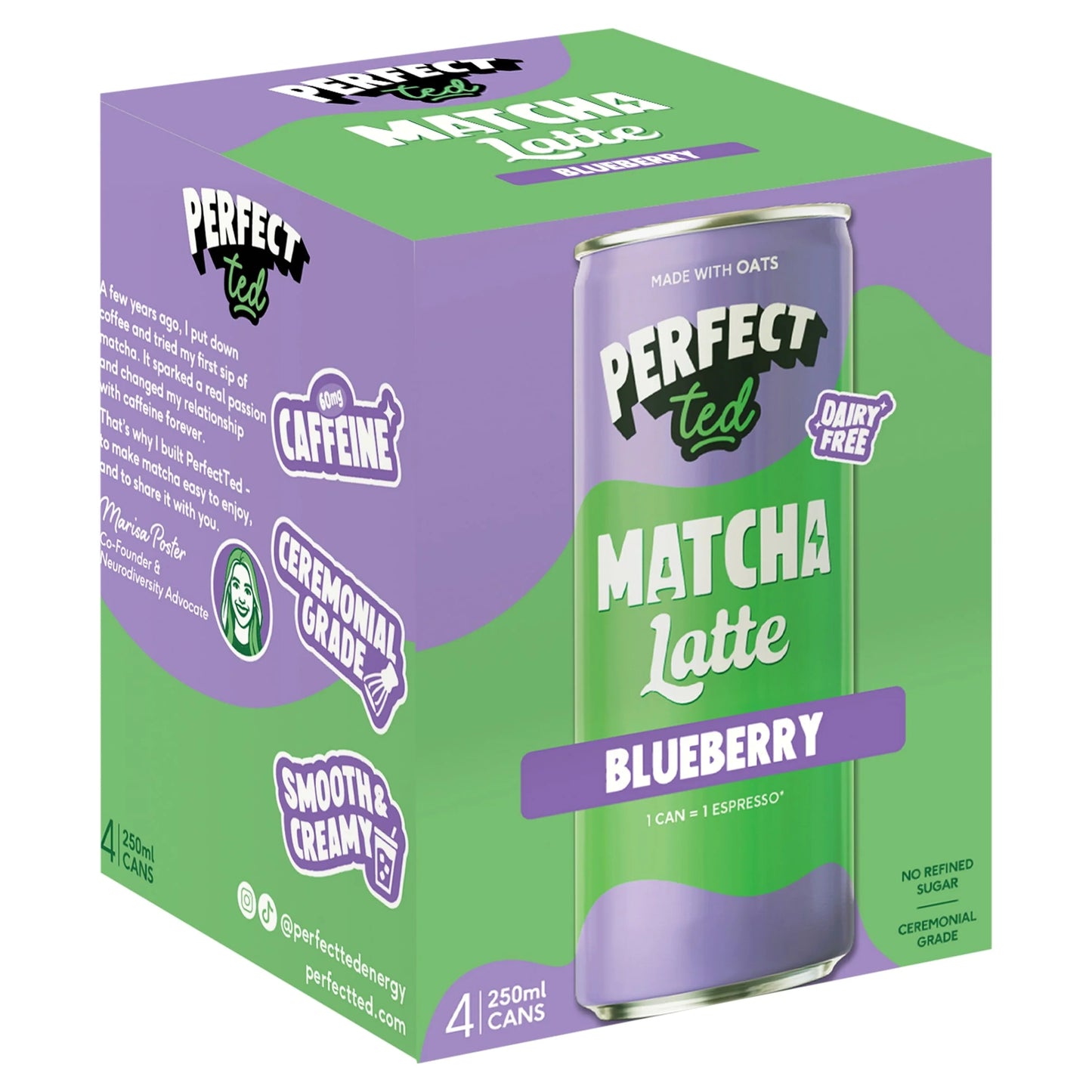 Matcha Latte Blueberry 4x250ml by PERFECT ted