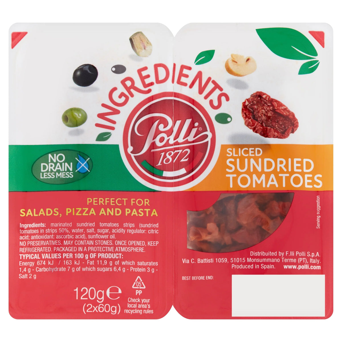 Ingredient Sliced Sundried Tomatoes 120g by POLLI