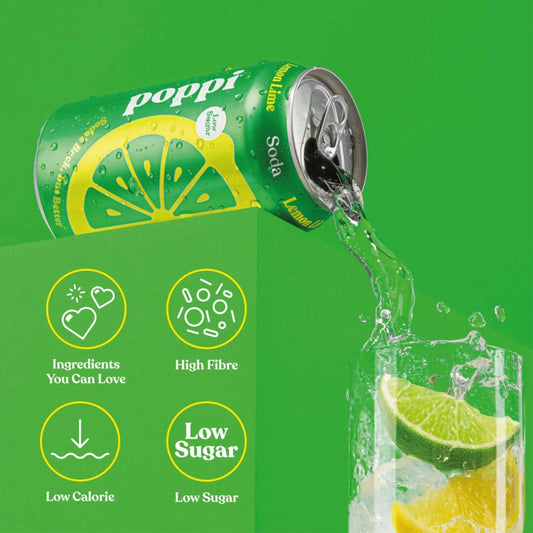 Lemon & Lime Soda Cans 4x330ml by poppi