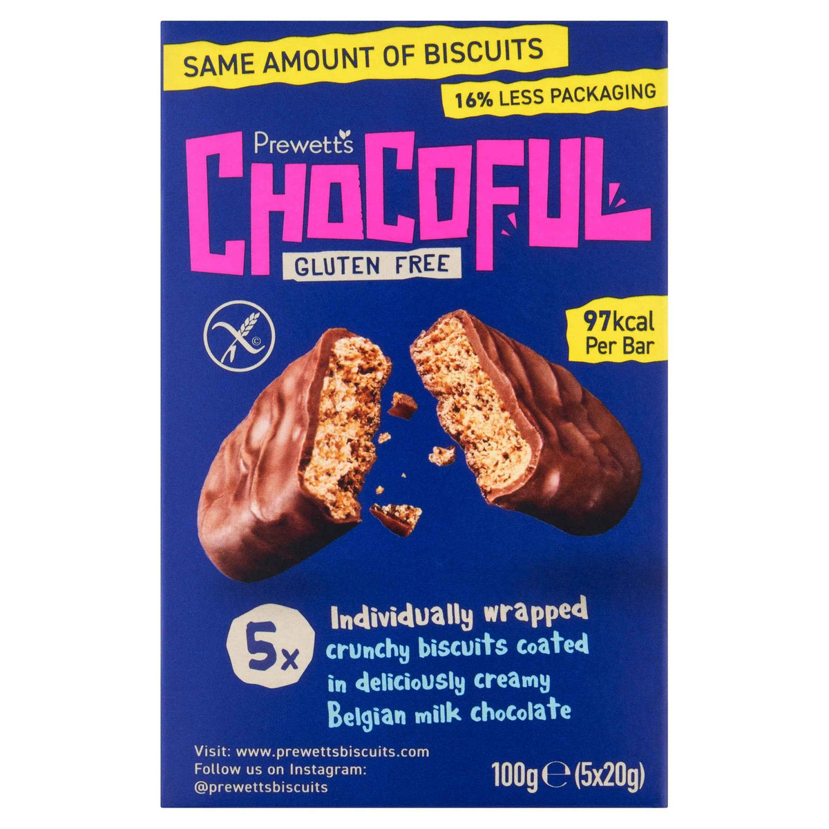 Prewett's Gluten Free Milk Chocolate Chocoful Biscuits 5 Pack 100g by