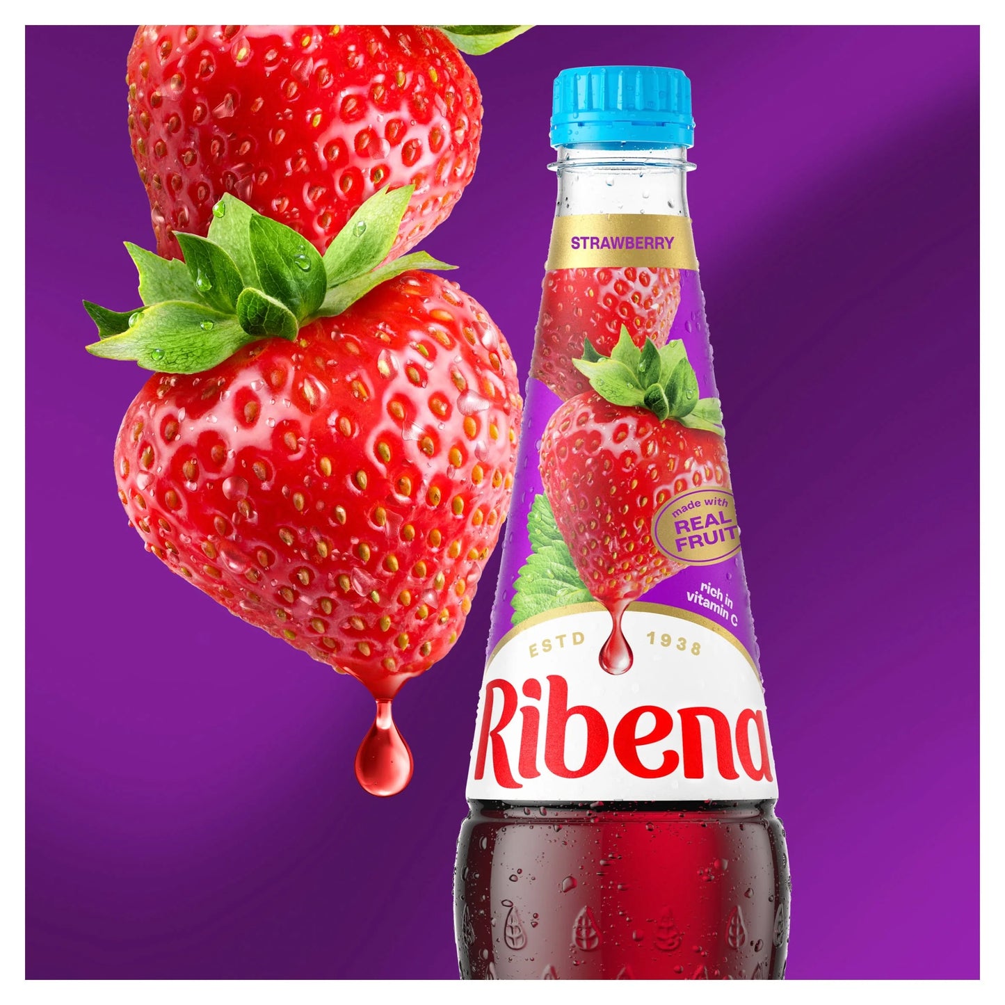 Strawberry Squash No Added Sugar 850ml by RIBENA