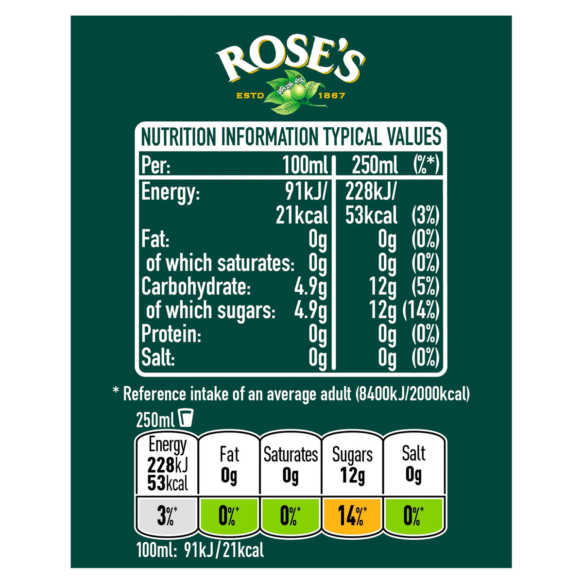 Roses Lime Juice Cordial 1l by Rose's