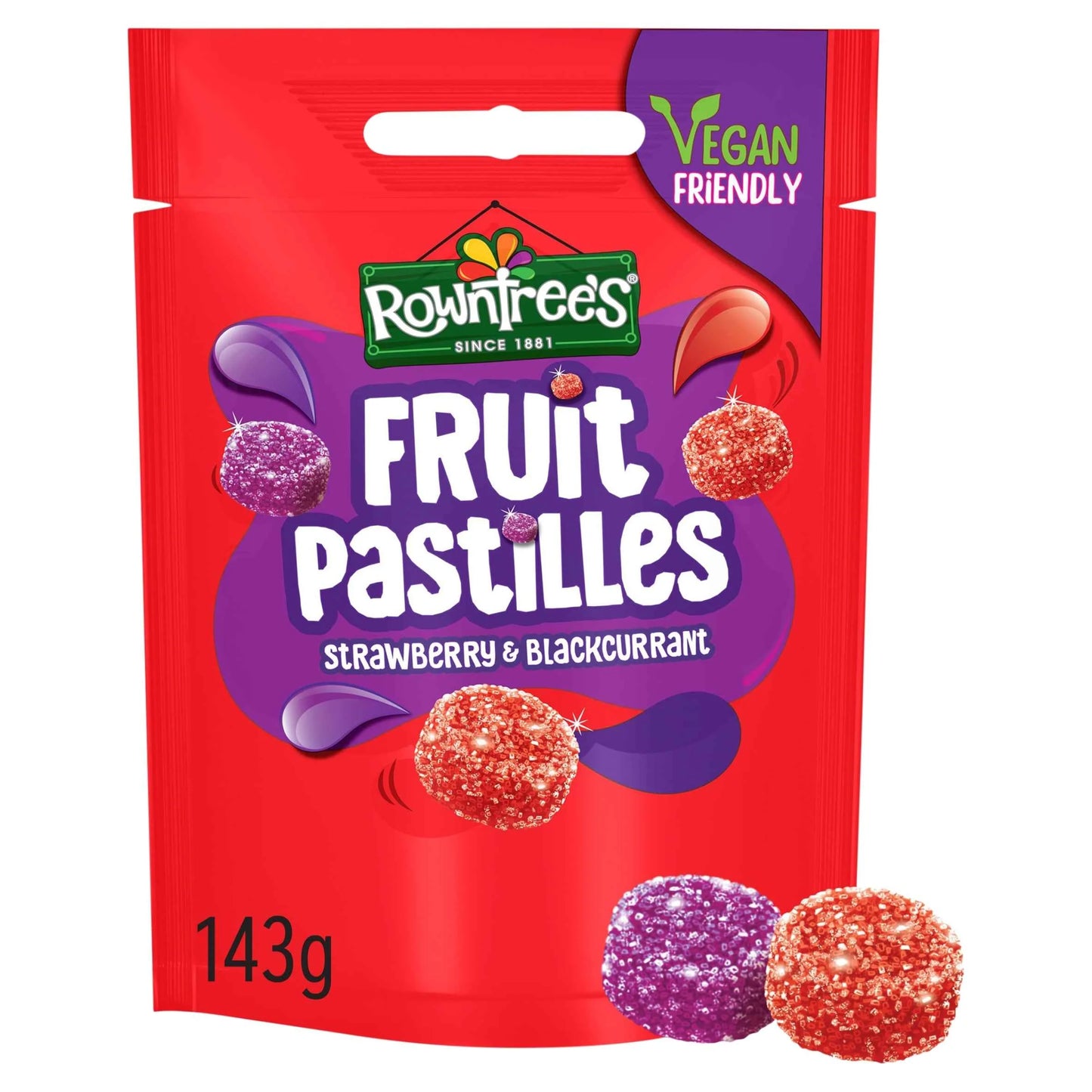 Rowntree's Fruit Pastilles Strawberry & Blackcurrant Sweets Sharing UK