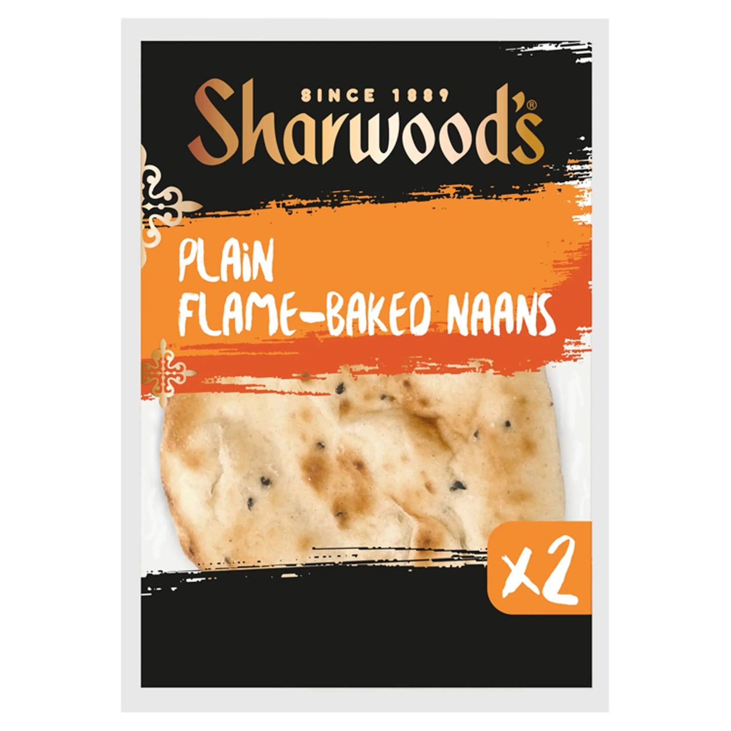 Sharwood's Plain Flame-baked Naans 2 Pack by SHARWOODS