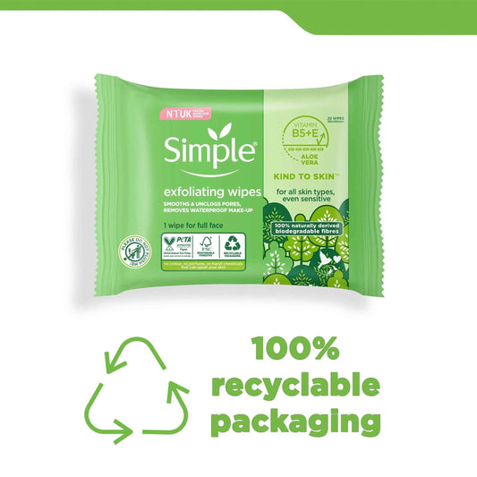 Kind To Skin Exfoliating Wipes 20 Pack by SIMPLE