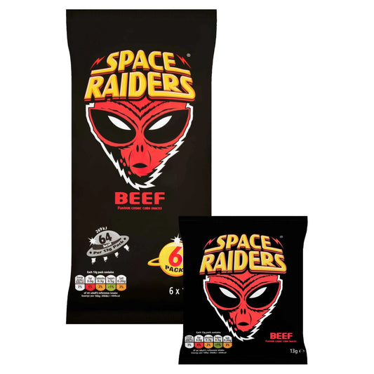 Beef Multipack Crisps 6x13g by SPACE RAIDERS