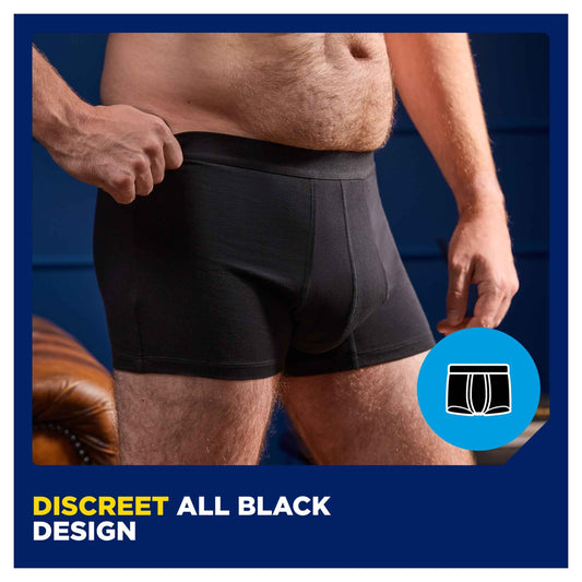 Men Washable Incontinence Boxer Black by TENA