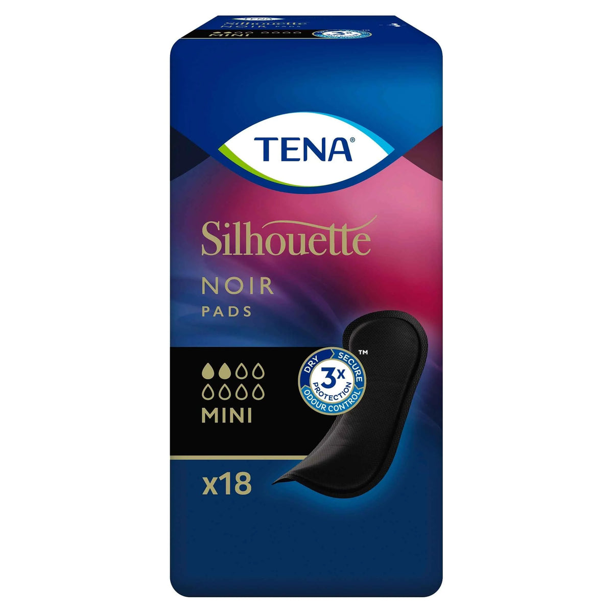 Silhouette Black Incontinence Pads 18 by TENA