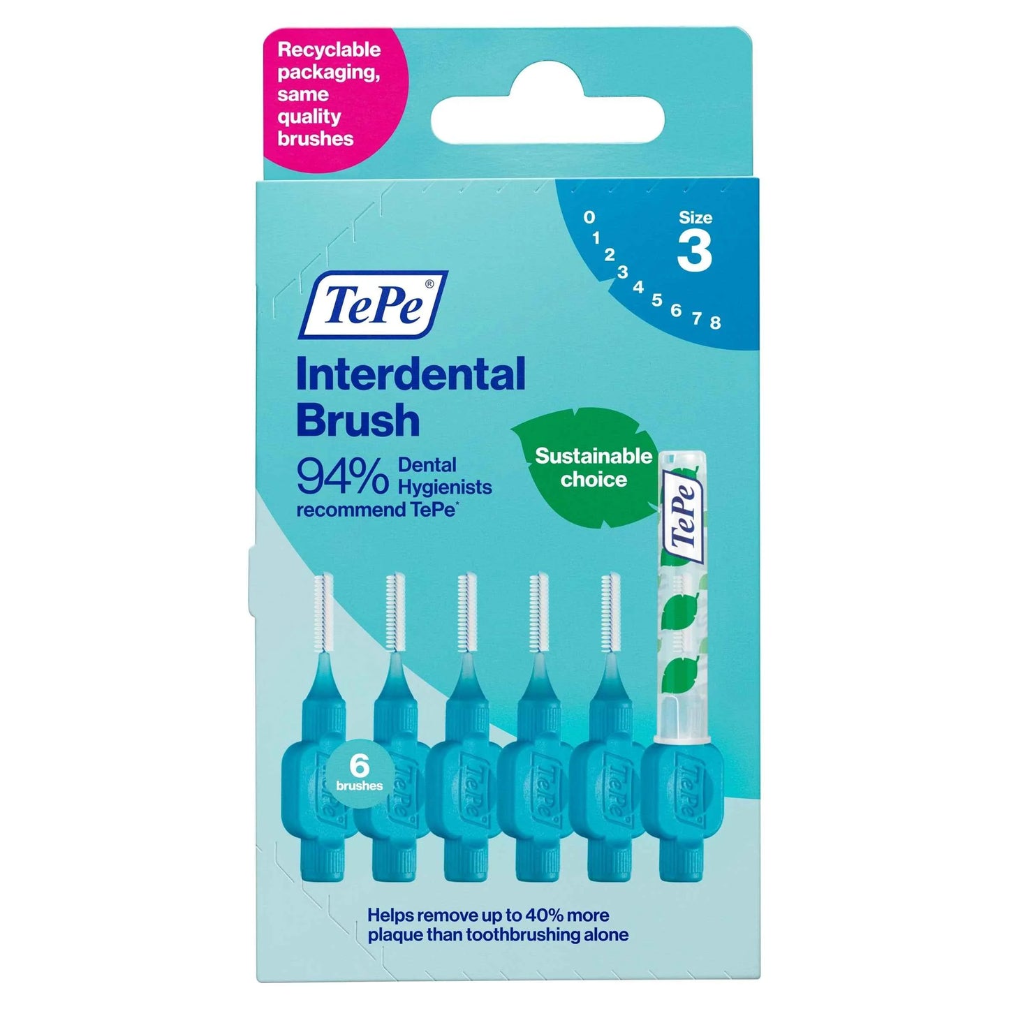 Interdental Brush Size 3 0.6mm 6 Pack by TEPE